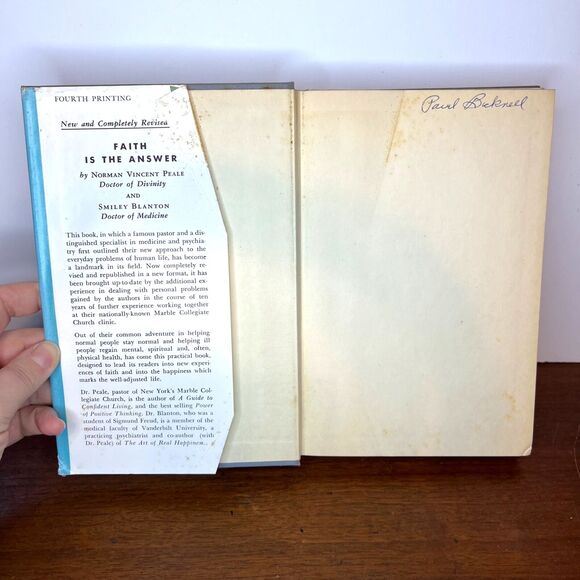 Faith Is The Answer by Norman Vincent Peale and Smiley Blanton Hardcover Book - Picture 9 of 16